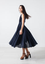 Load image into Gallery viewer, Voile V-Neck Dress in Navy