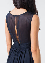 Load image into Gallery viewer, Voile V-Neck Dress in Navy