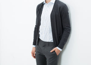 Hidden Placket Cardigan in Charcoal