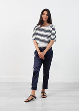 Load image into Gallery viewer, Sleeve Top in Navy Stripe